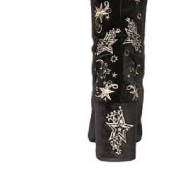ASH Eros Black Velvet Star Over the Knee Boots - Picture 8 of 16